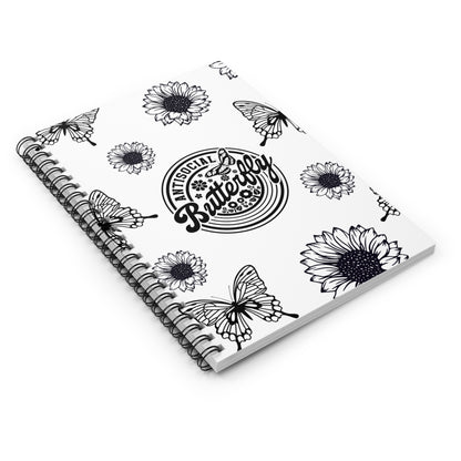 Antisocial Butterfly Journal or Notebook. Minimalist, Notes Spiral Notebook - Ruled Line