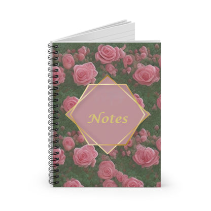 Beautiful Pink Rose Garden Notes Spiral Notebook - Ruled Line