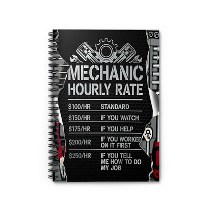 Mechanics Hourly Rate Spiral Notebook - Ruled Line