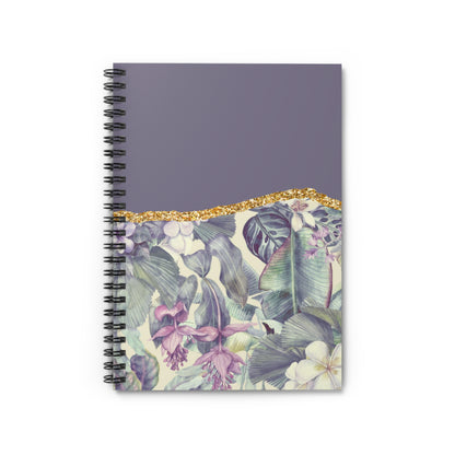 Purple floral and gold  designed journal or Notebook. Boho, minimalist, Notes Spiral Notebook - Ruled Line