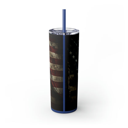 USA American Flag, EcoChic 20oz Skinny Stainless Steel Tumbler with Straw