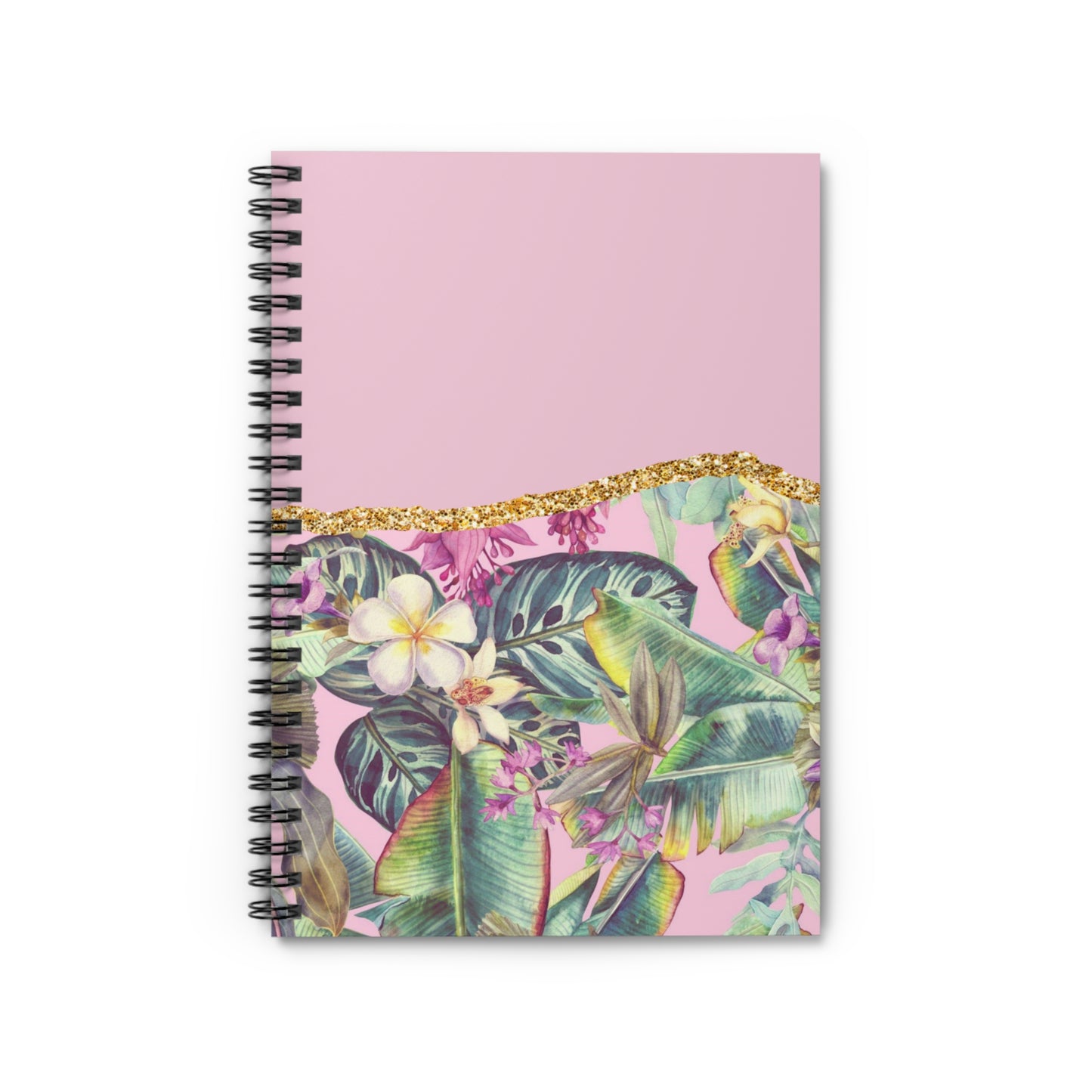 Pink Floral Journal or Notebook. Minimalist, Notes Spiral Notebook - Ruled Line