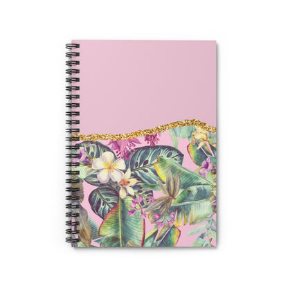 Pink Floral Journal or Notebook. Minimalist, Notes Spiral Notebook - Ruled Line