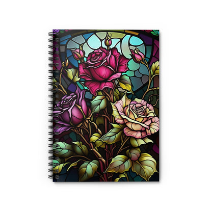 Stained glass rose garden designed journal or Notebook. Boho, minimalist, Notes Spiral Notebook - Ruled Line