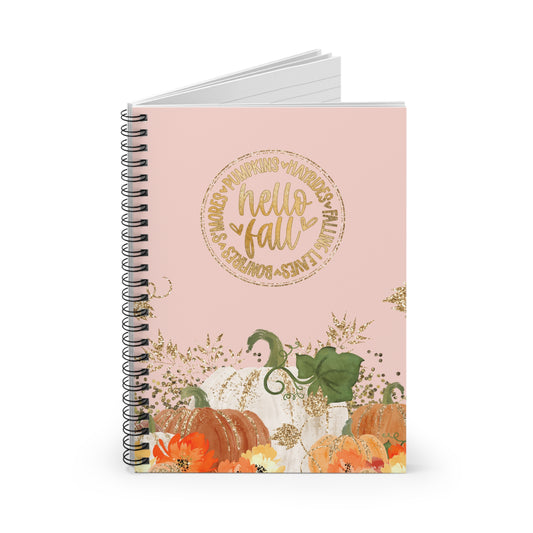Hello Fall! Journal or Notebook. Minimalist, Notes Spiral Notebook - Ruled Line
