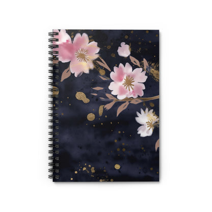Navy & Pink Floral  journal or Notebook Minimalist, Notes Spiral Notebook - Ruled Line
