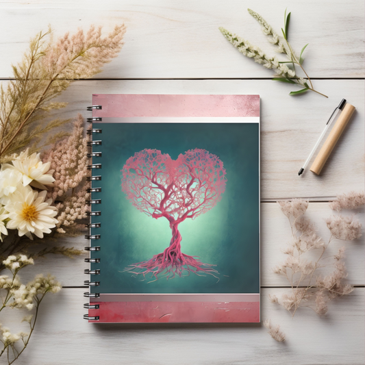 Tree of Hearts B Pink Spiral Notebook