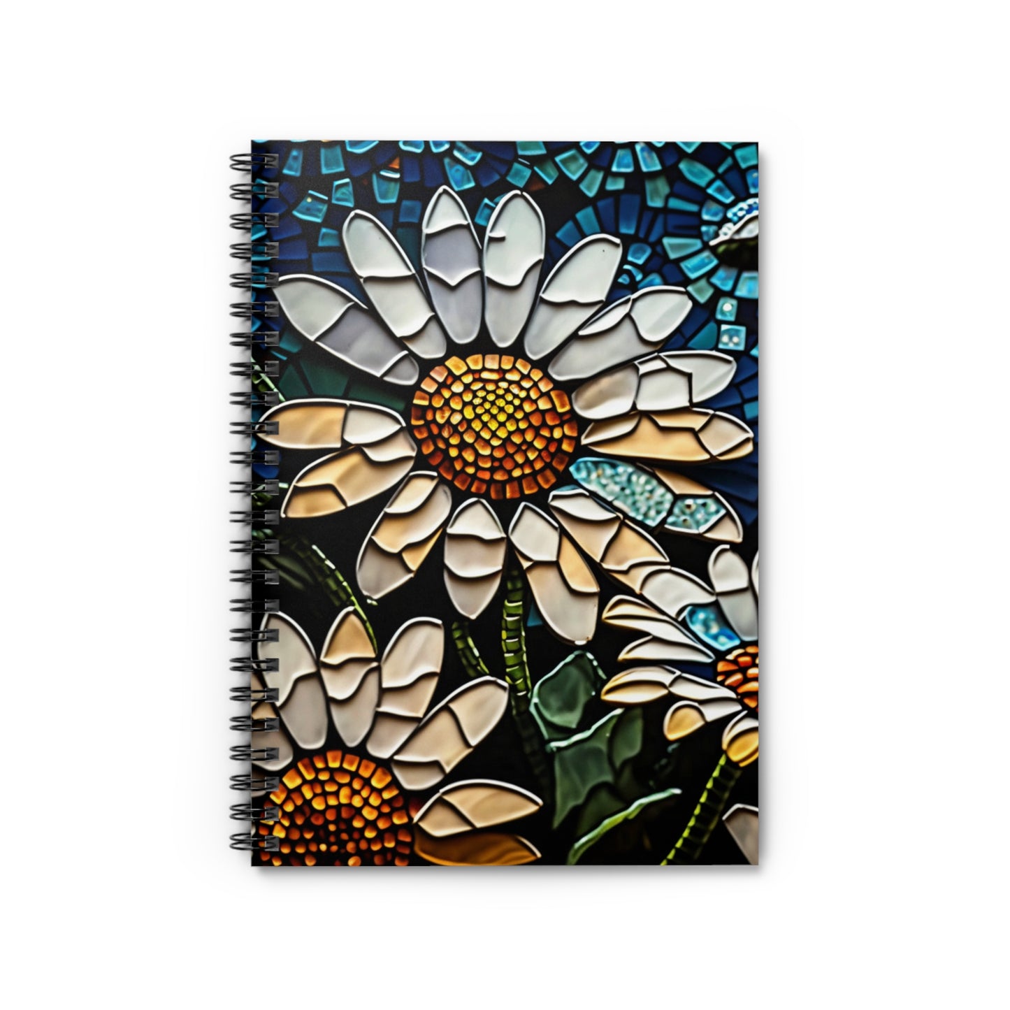 Stained glass daisies boho designed journal or Notebook. Boho, minimalist, Notes Spiral Notebook - Ruled Line