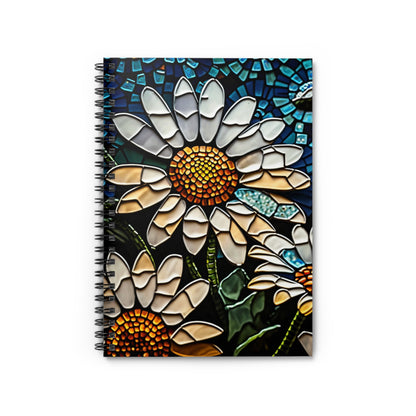 Stained glass daisies boho designed journal or Notebook. Boho, minimalist, Notes Spiral Notebook - Ruled Line