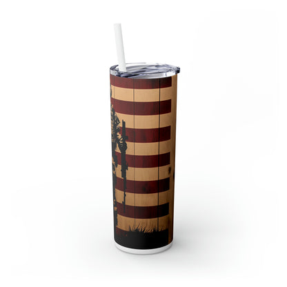 USA Veteran Soldier, American Flag EcoChic 20oz Skinny Stainless Steel Tumbler with Straw
