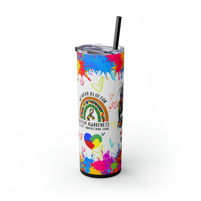 Autism awareness, Mama EcoChic 20oz Skinny Stainless Steel Tumbler with Straw