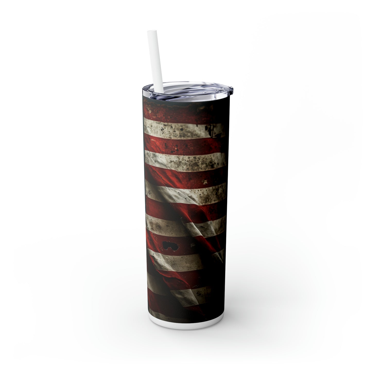 USA American Flag, EcoChic 20oz Skinny Stainless Steel Tumbler with Straw