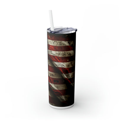 USA American Flag, EcoChic 20oz Skinny Stainless Steel Tumbler with Straw