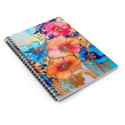 Bright floral journal or Notebook. Notes Spiral Notebook - Ruled Line