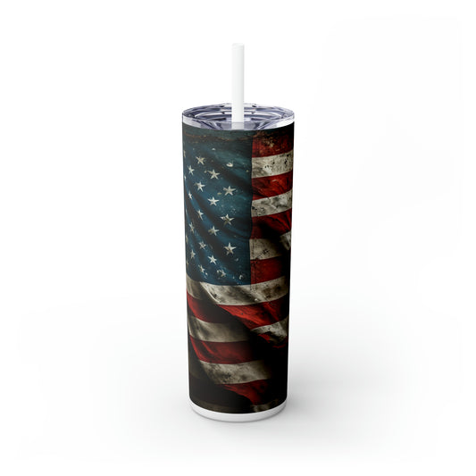 USA American Flag, EcoChic 20oz Skinny Stainless Steel Tumbler with Straw