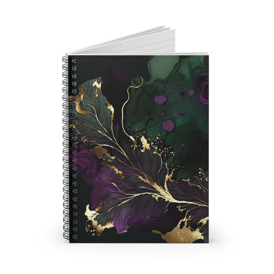 Green Purple & Gold Journal or Notebook. Diary Notes Spiral Notebook - Ruled Lined