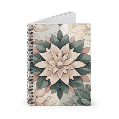 Floral soft feminine &  boho designed journal or Notebook. Boho, minimalist, Notes Spiral Notebook - Ruled Line