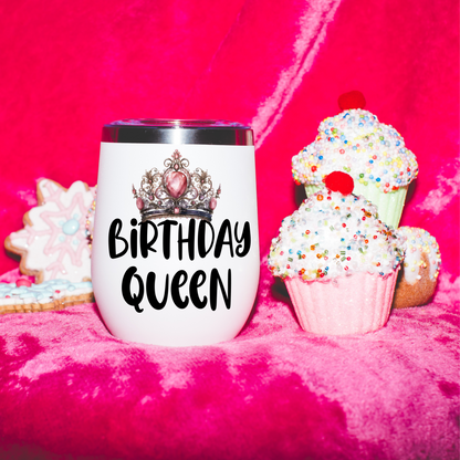 Birthday Queen Insulated Wine Tumbler - Elegant, Personalized Drinkware