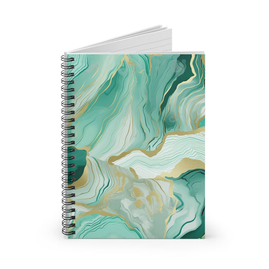 Mint & Gold Journal  or Notebook. Diary Notes Spiral Notebook - Ruled Lined