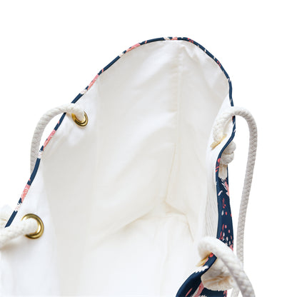 Coral & Navy Floral Weekender Bag