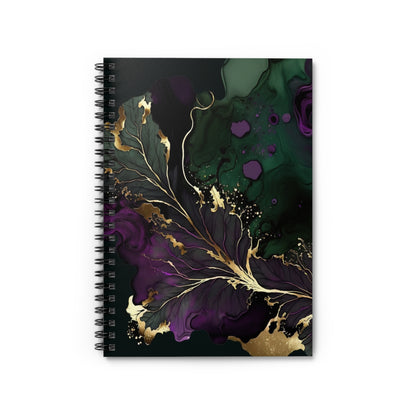 Green Purple & Gold Journal or Notebook. Diary Notes Spiral Notebook - Ruled Lined