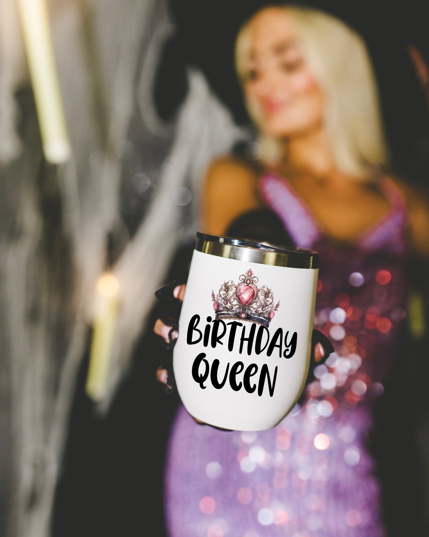 Birthday Queen Insulated Wine Tumbler - Elegant, Personalized Drinkware