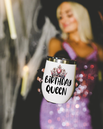 Birthday Queen Insulated Wine Tumbler - Elegant, Personalized Drinkware