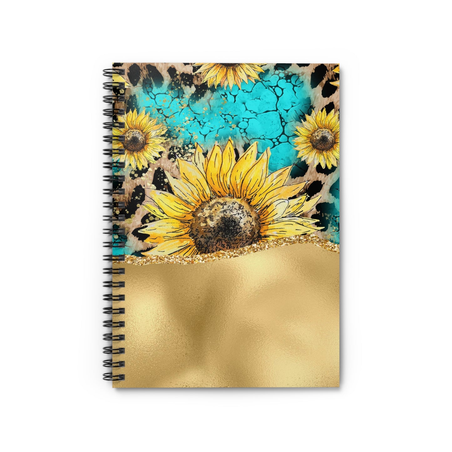 Sunflower & Gold Journal or Notebook. Minimalist, Notes Spiral Notebook - Ruled Line