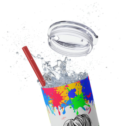 Autism awareness, Mama EcoChic 20oz Skinny Stainless Steel Tumbler with Straw