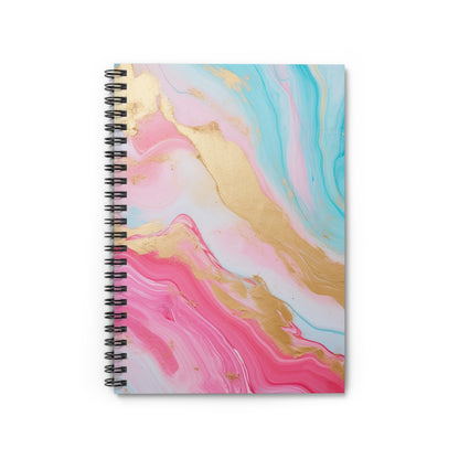 Blue, Pink and Gold Marble journal or Notebook. Boho, minimalist, Notes Spiral Notebook - Ruled Line