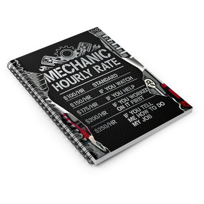 Mechanics Hourly Rate Spiral Notebook - Ruled Line