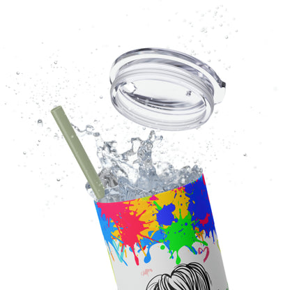 Autism awareness, Mama EcoChic 20oz Skinny Stainless Steel Tumbler with Straw
