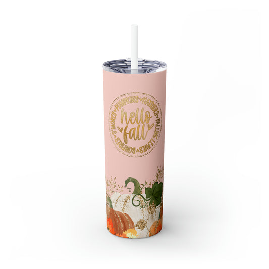 Hello Fall Skinny Tumbler with Straw, 20oz