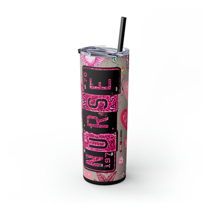 Nurse Pink ,EcoChic 20oz Skinny Stainless Steel Tumbler with Straw