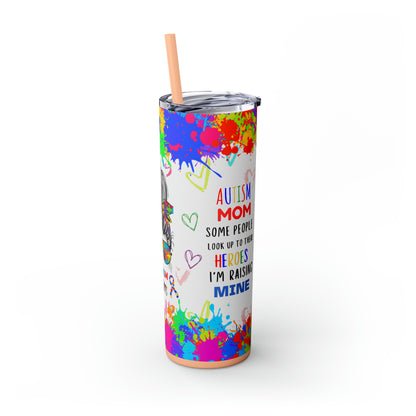 Autism awareness, Mama EcoChic 20oz Skinny Stainless Steel Tumbler with Straw