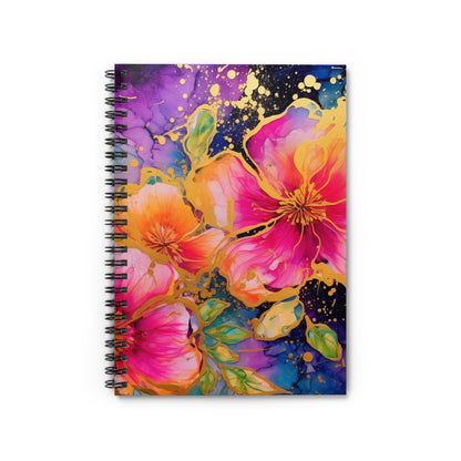 Pink & Purple Floral Journal  or Notebook. Diary Notes Spiral Notebook - Ruled Lined