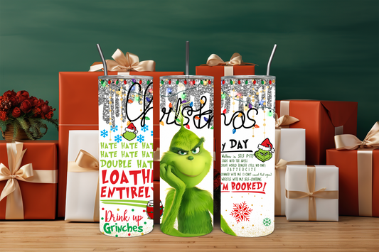 Merry Grinchmas 20oz Skinny Tumbler - Festive & Insulated