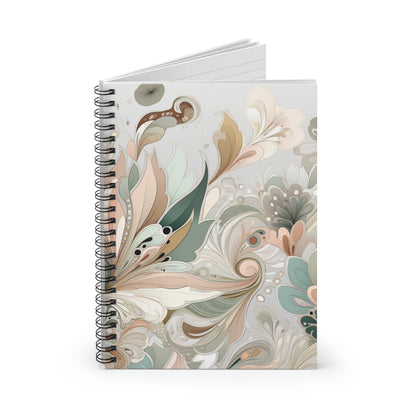 Floral soft feminine boho designed journal or Notebook. Boho, minimalist, Notes Spiral Notebook - Ruled Line