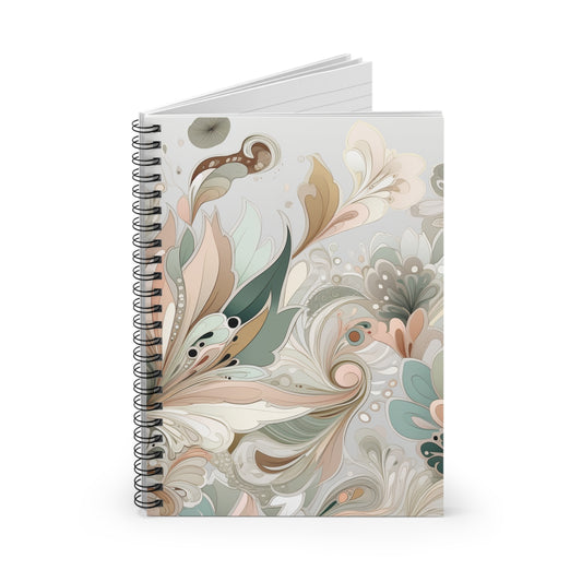 Floral soft feminine boho designed journal or Notebook. Boho, minimalist, Notes Spiral Notebook - Ruled Line