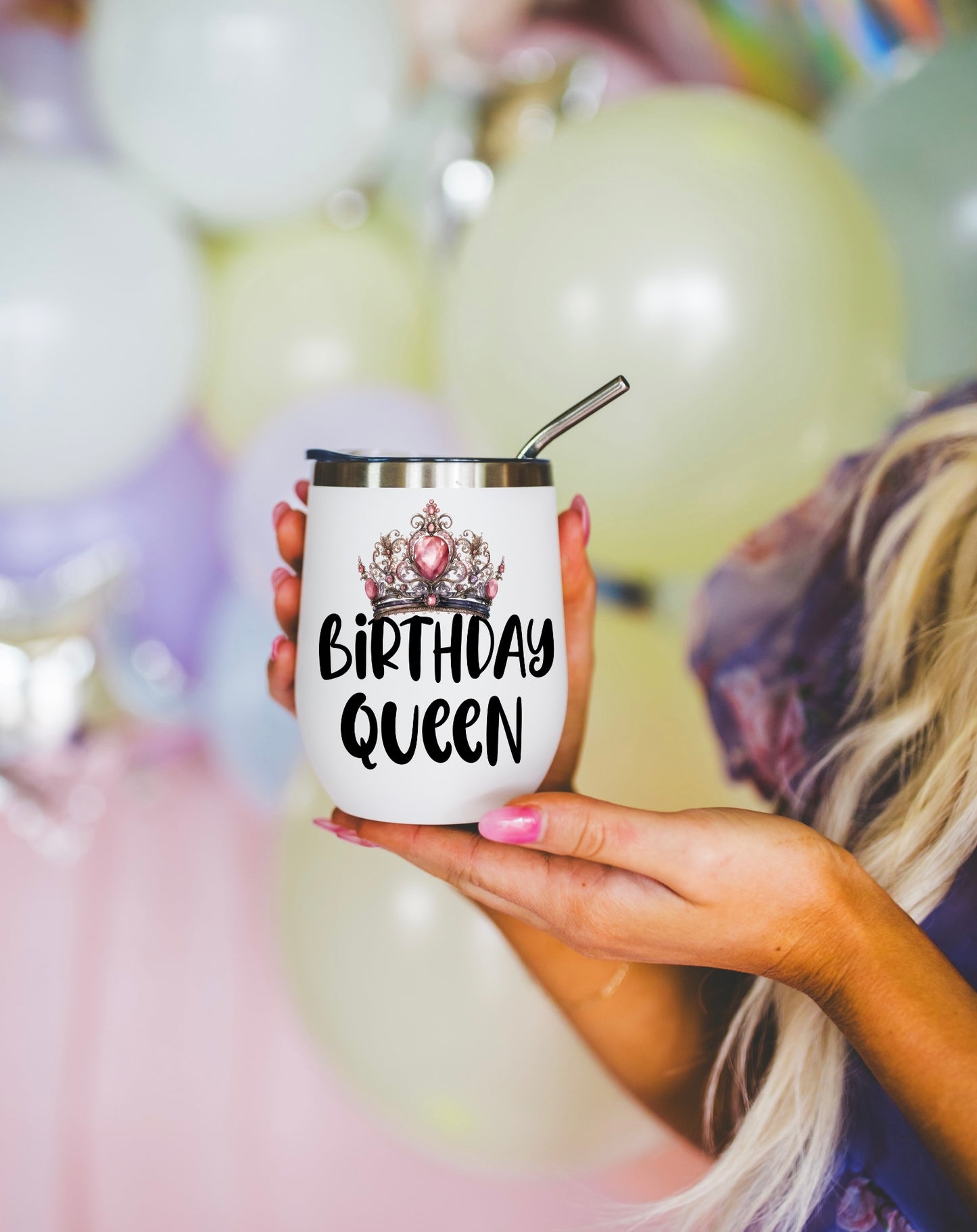 Birthday Queen Insulated Wine Tumbler - Elegant, Personalized Drinkware