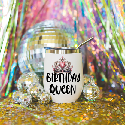 Birthday Queen Insulated Wine Tumbler - Elegant, Personalized Drinkware