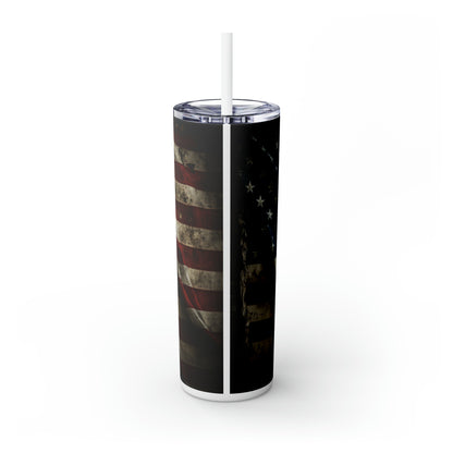 USA American Flag, EcoChic 20oz Skinny Stainless Steel Tumbler with Straw