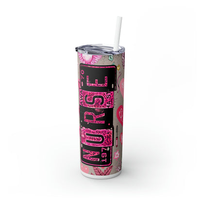 Nurse Pink ,EcoChic 20oz Skinny Stainless Steel Tumbler with Straw