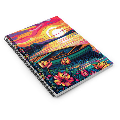 Peaceful lake painted journal or Notebook. Notes Spiral Notebook - Ruled Line