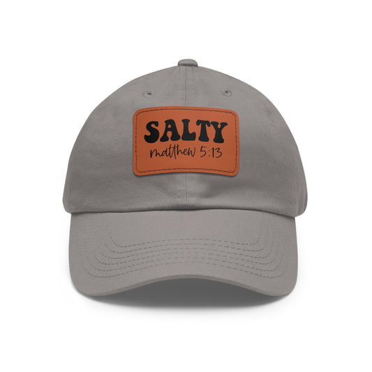 Salty Mathew 5:13 Hat with Leather Patch Christian (Rectangle)