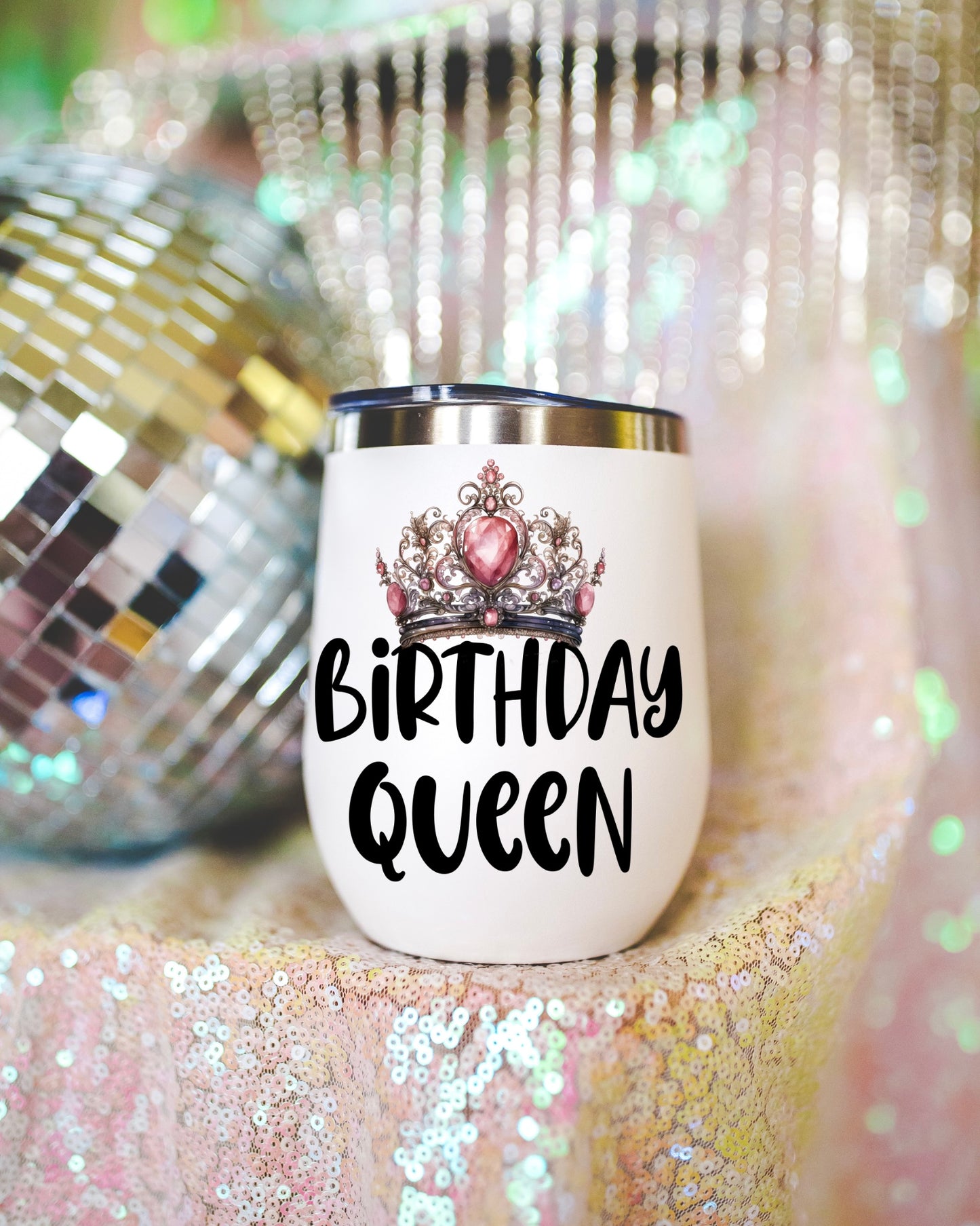 Birthday Queen Insulated Wine Tumbler - Elegant, Personalized Drinkware