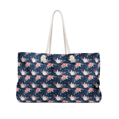 Coral & Navy Floral Weekender Bag