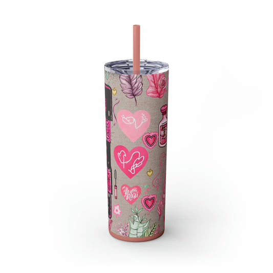 Nurse Pink ,EcoChic 20oz Skinny Stainless Steel Tumbler with Straw