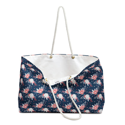Coral & Navy Floral Weekender Bag
