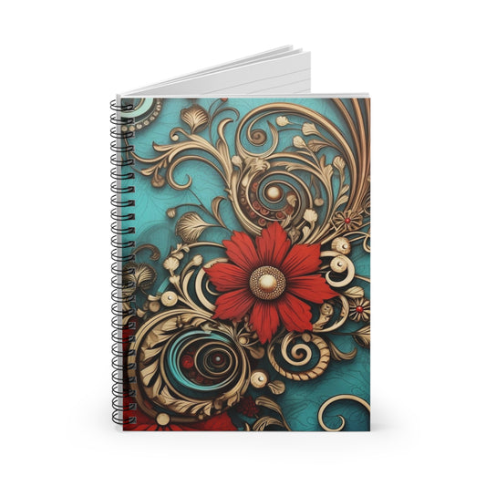 Floral colorful journal or Notebook. Boho, minimalist, Notes Spiral Notebook - Ruled Line